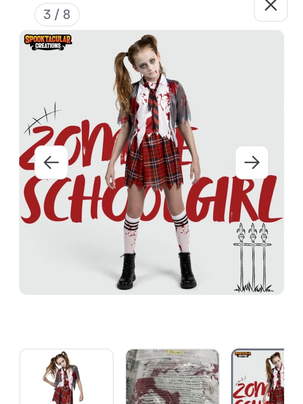 Spooktacular Creations Zombie Schoolgirl Costume,